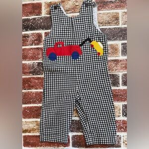 Vintage Funtasia Too! Tow truck car overalls romper 2t boys boutique